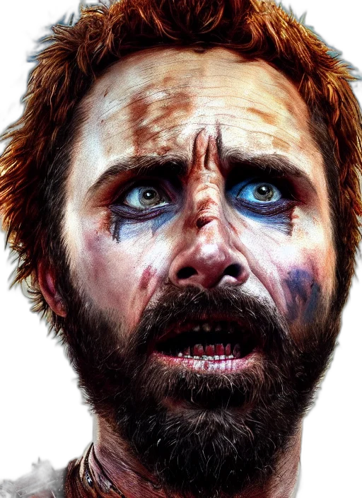 face, photorealistic, comic book art, watercolor transparent PNG cut-out