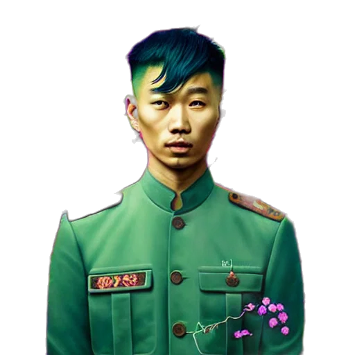 staff, jacket, face, weapon transparent PNG cut-out