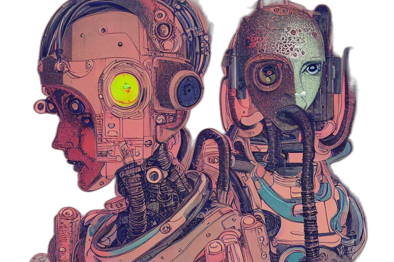 robot, cyberpunk, comic book art, concept art transparent PNG cut-out
