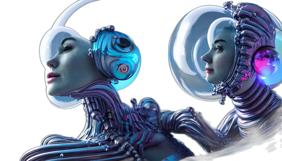 robot, concept art, cyberpunk, comic book art transparent PNG cut-out
