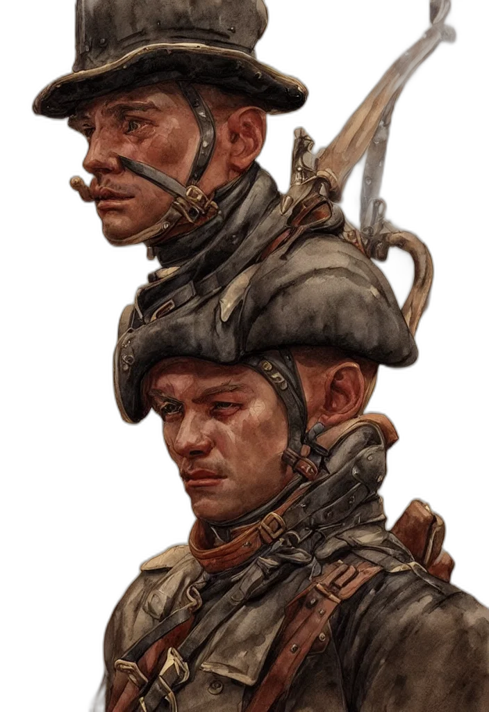face, hat, staff, weapon transparent PNG cut-out