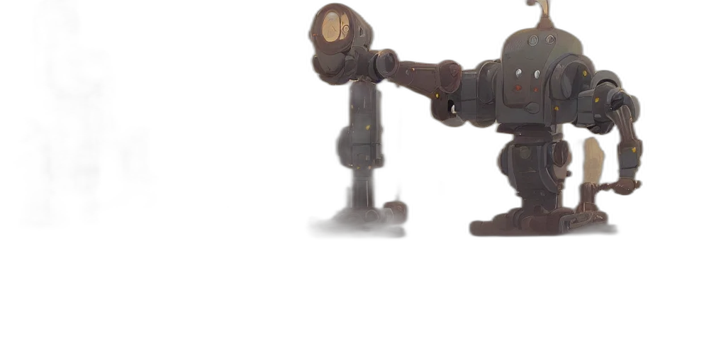 robot, staff, weapon, creature transparent PNG cut-out
