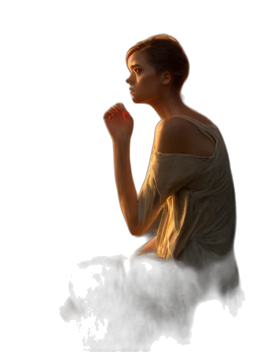 dress, face, jewelry, staff transparent PNG cut-out