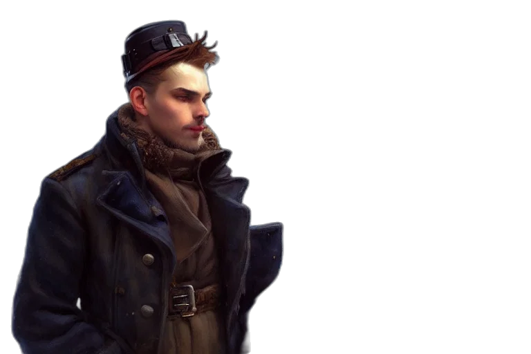 jacket, staff, hat, face transparent PNG cut-out