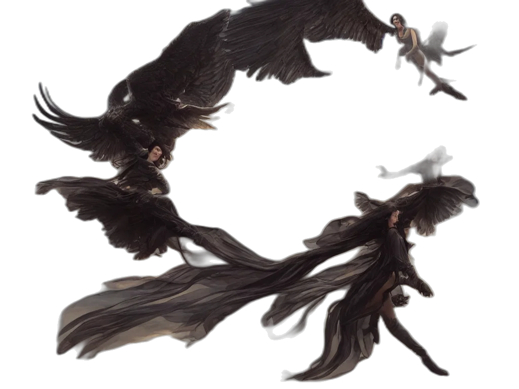 hair, dragon, staff, weapon transparent PNG cut-out