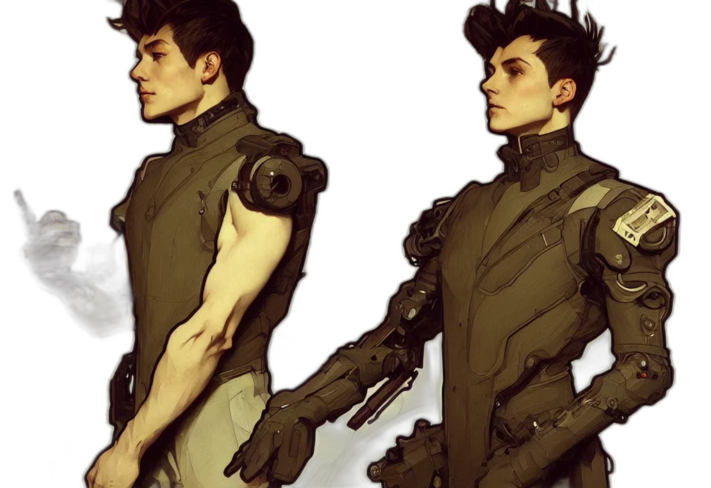 robot, jacket, concept art, comic book art transparent PNG cut-out