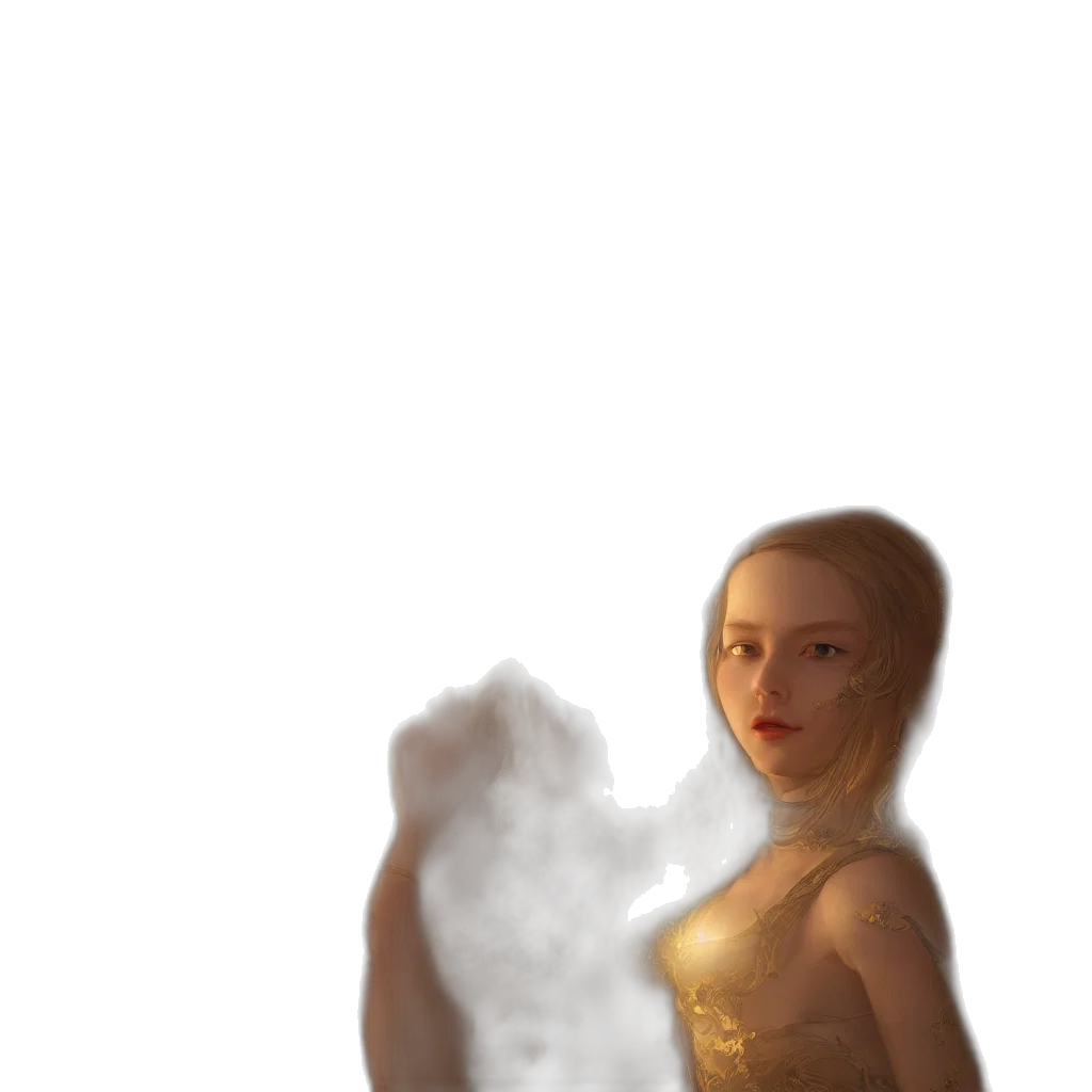 dress, robot, face, staff transparent PNG cut-out