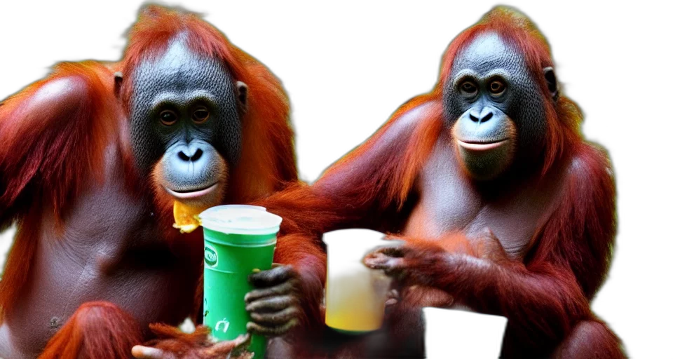 animal, photorealistic, orangutan, eating transparent PNG cut-out