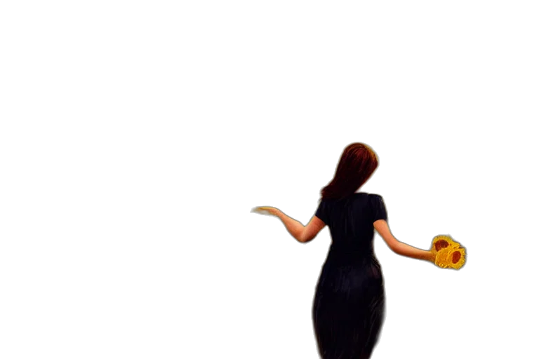 dress, staff, hair, jewelry transparent PNG cut-out