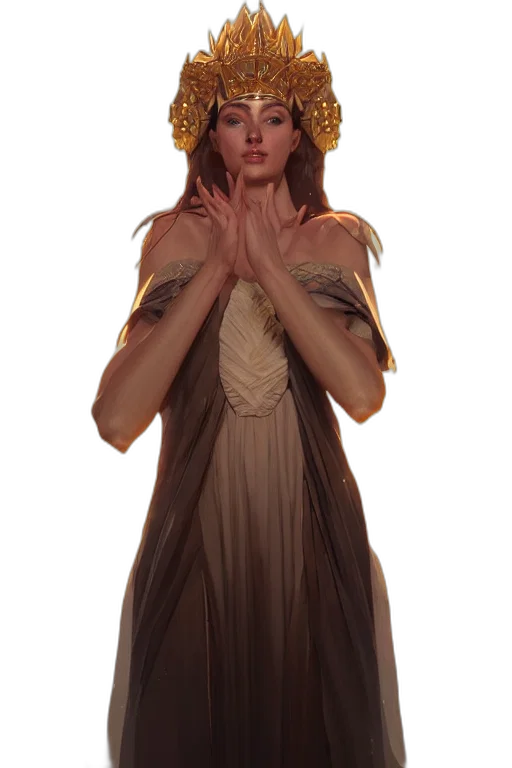 dress, face, staff, jewelry transparent PNG cut-out