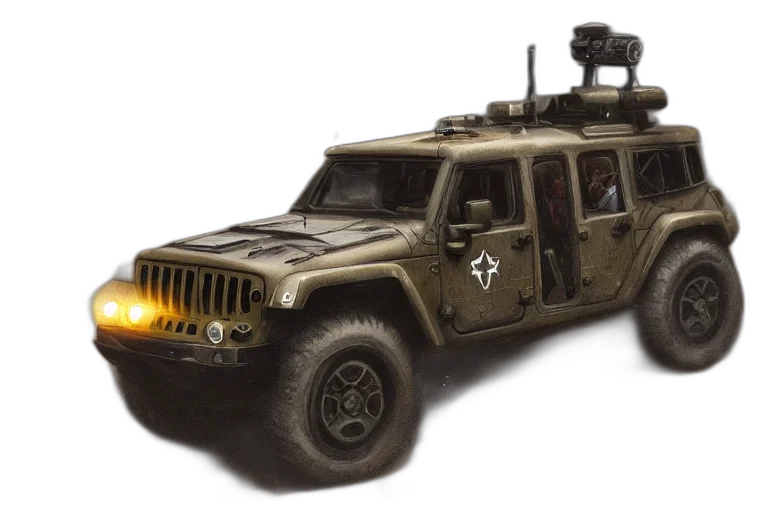car, weapon, 3d render, concept art transparent PNG cut-out