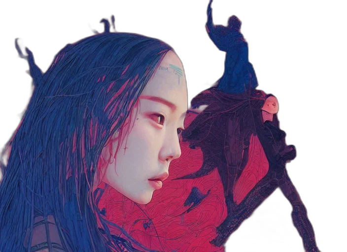 comic book art, concept art, fantasy art, cyberpunk transparent PNG cut-out