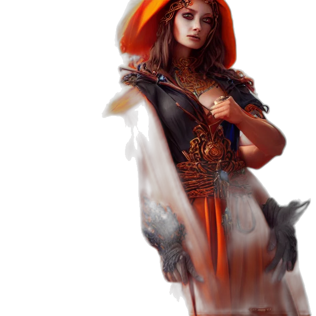 dress, staff, sword, fantasy art transparent PNG cut-out