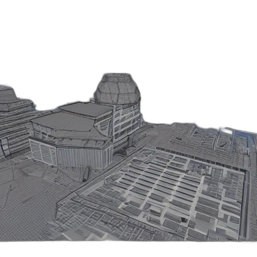 building, 3d render, concept art, outer space transparent PNG cut-out