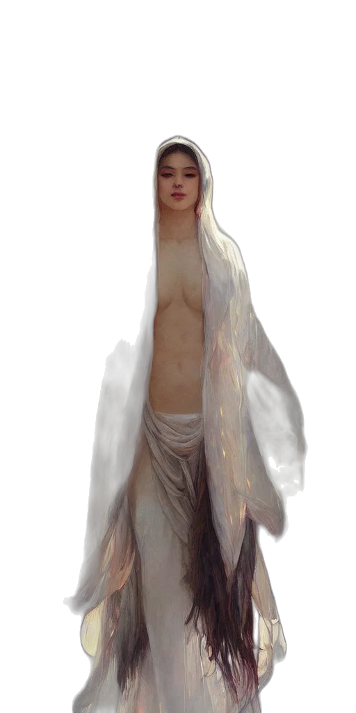 dress, creature, staff, jewelry transparent PNG cut-out