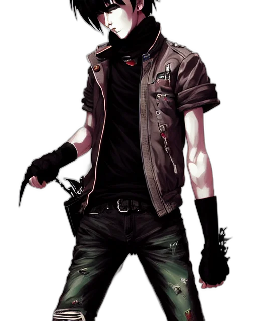 jacket, staff, weapon, mask transparent PNG cut-out