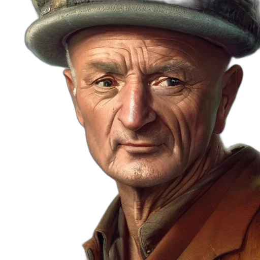 face, hat, staff, photorealistic transparent PNG cut-out