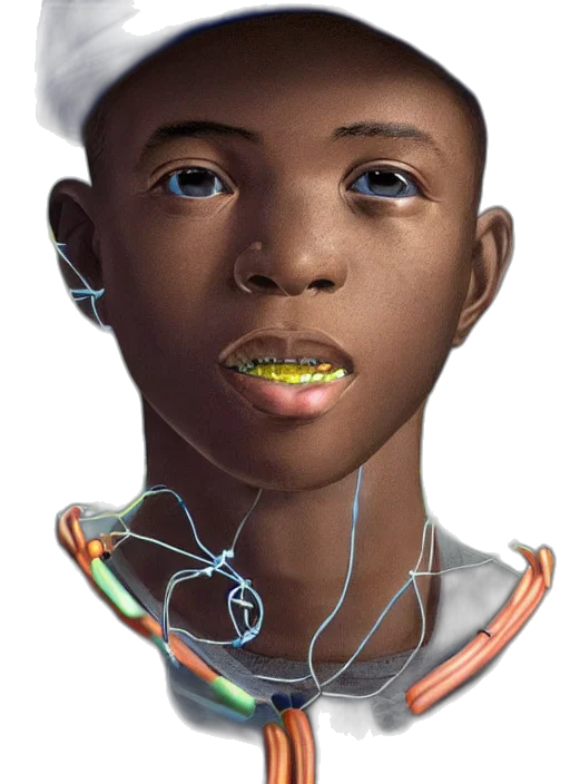 face, jewelry, robot, photorealistic transparent PNG cut-out