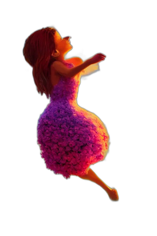 dress, flower, robot, 3d render transparent PNG cut-out