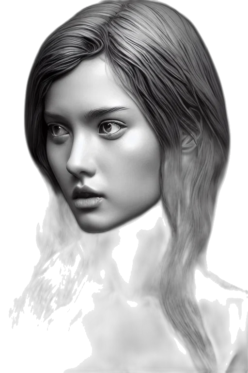 face, hair, crown, photorealistic transparent PNG cut-out