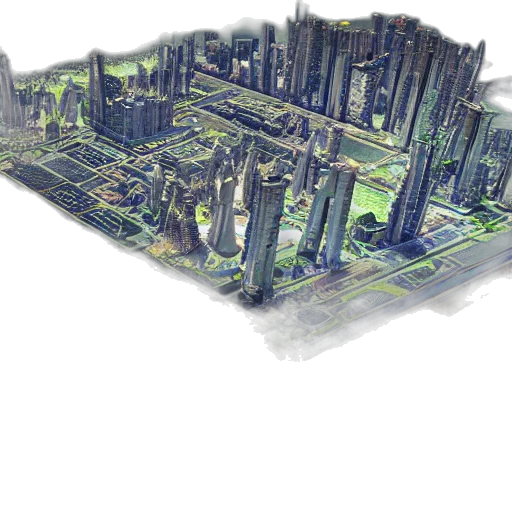 building, robot, 3d render, concept art transparent PNG cut-out