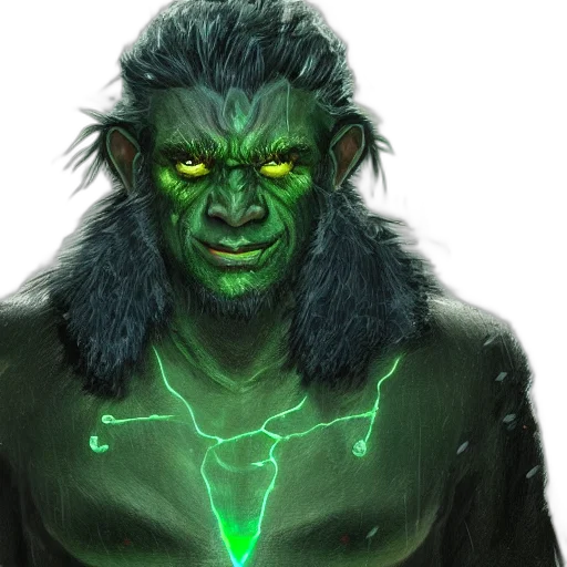 concept art, fantasy art, comic book art, green transparent PNG cut-out