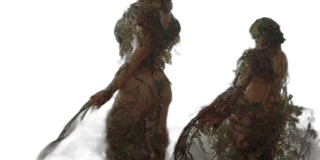 dress, creature, hair, tree transparent PNG cut-out