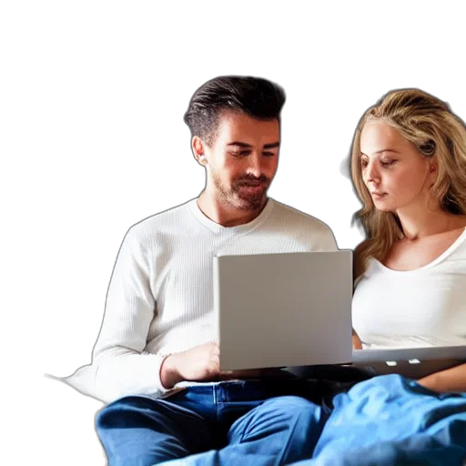 man, woman, bed, working transparent PNG cut-out