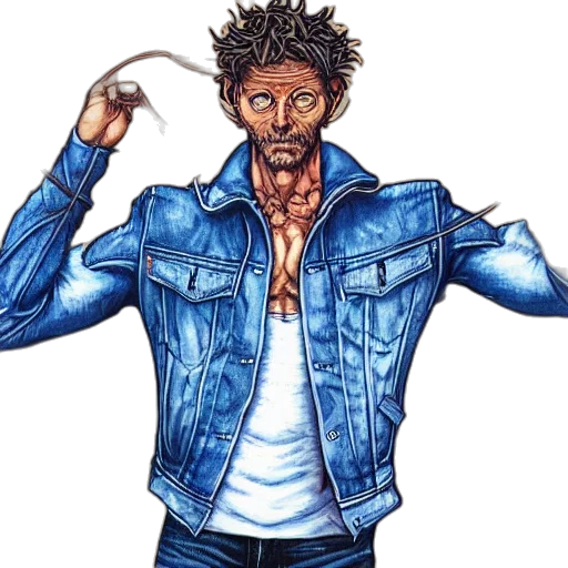 jacket, staff, concept art, comic book art transparent PNG cut-out