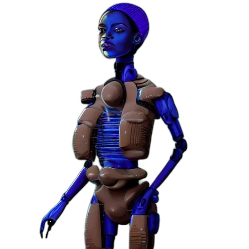 robot, staff, 3d render, concept art transparent PNG cut-out