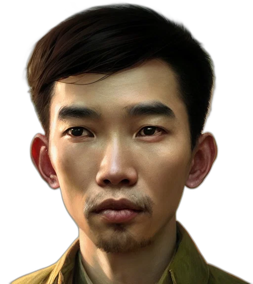 face, staff, jacket, photorealistic transparent PNG cut-out