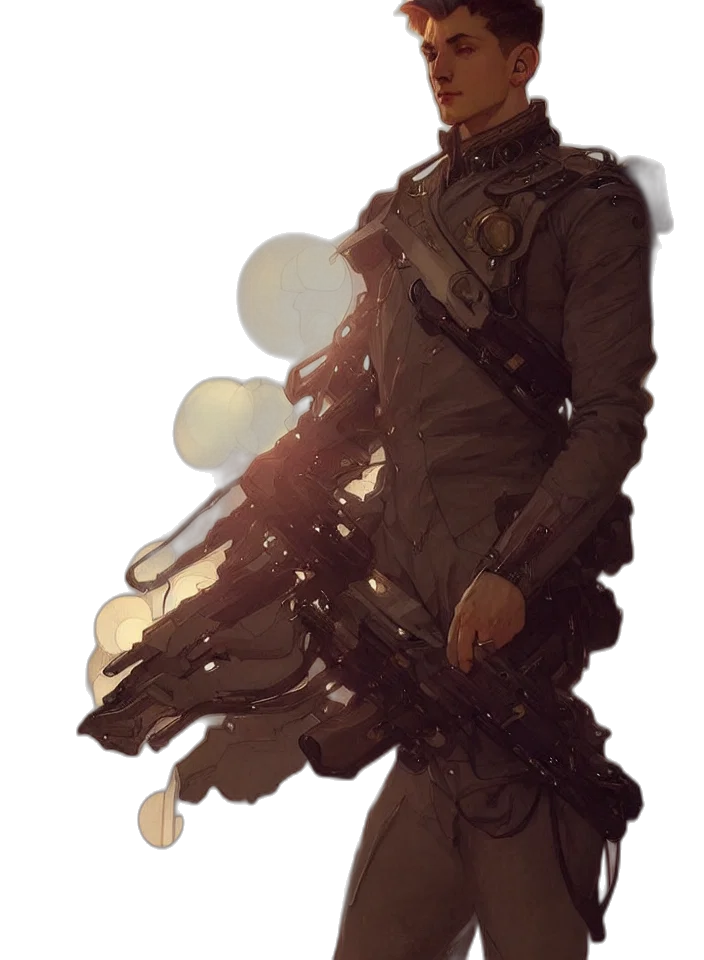 jacket, weapon, staff, creature transparent PNG cut-out