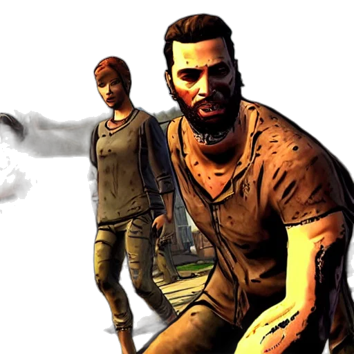 concept art, gigachad, telltale, walking transparent PNG cut-out