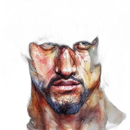 face, mask, jacket, watercolor transparent PNG cut-out