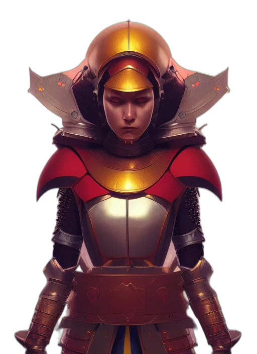 robot, sword, crown, staff transparent PNG cut-out
