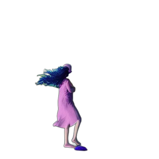 dress, hair, creature, staff transparent PNG cut-out