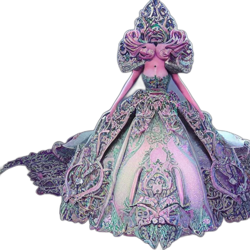dress, crown, jewelry, 3d render transparent PNG cut-out