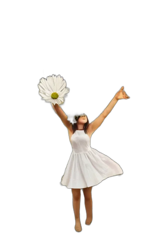 dress, flower, staff, 3d render transparent PNG cut-out