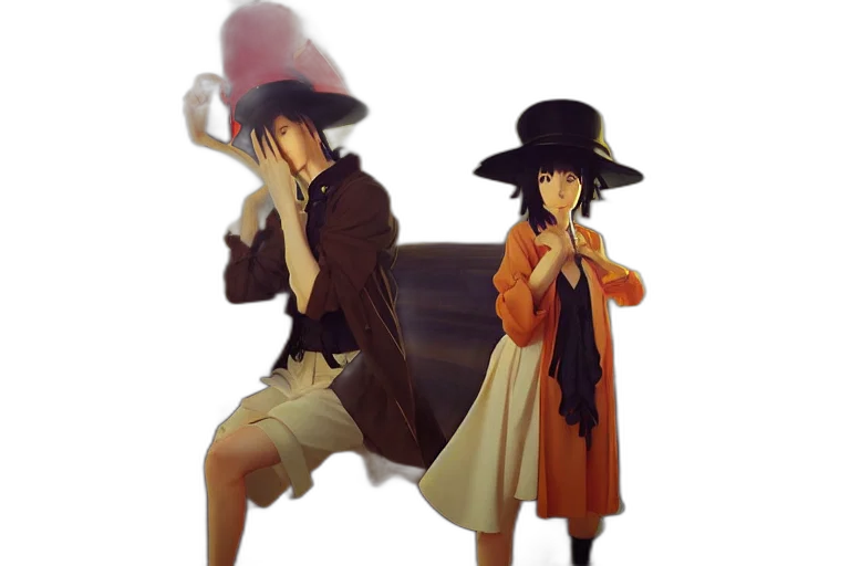 hat, staff, concept art, anime transparent PNG cut-out