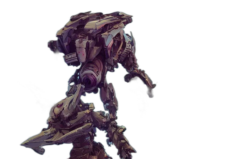 robot, weapon, concept art, 3d render transparent PNG cut-out