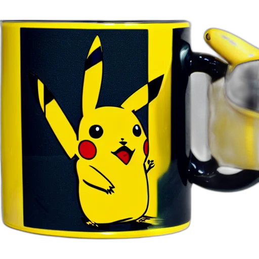 3d render, photorealistic, pikachu, mug transparent PNG cut-out
