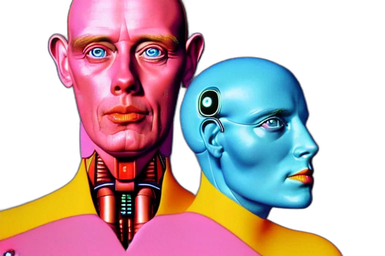 robot, cyberpunk, concept art, vaporwave transparent PNG cut-out