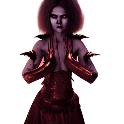 dress, staff, creature, concept art transparent PNG cut-out