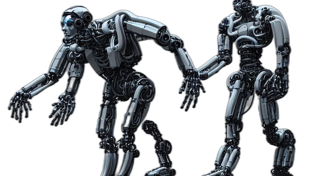 robot, concept art, 3d render, cyberpunk transparent PNG cut-out