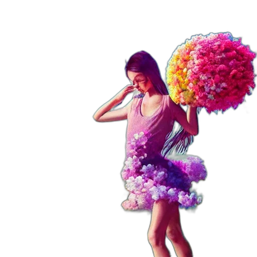 umbrella, dress, flower, hair transparent PNG cut-out