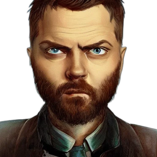 face, jacket, staff, comic book art transparent PNG cut-out