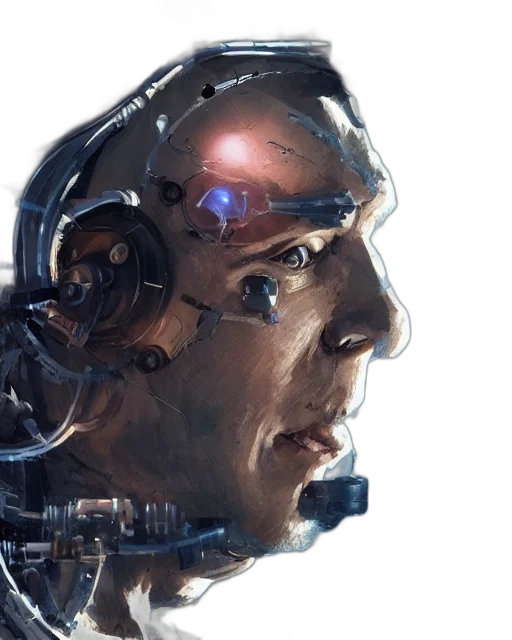 robot, face, cyberpunk, concept art transparent PNG cut-out