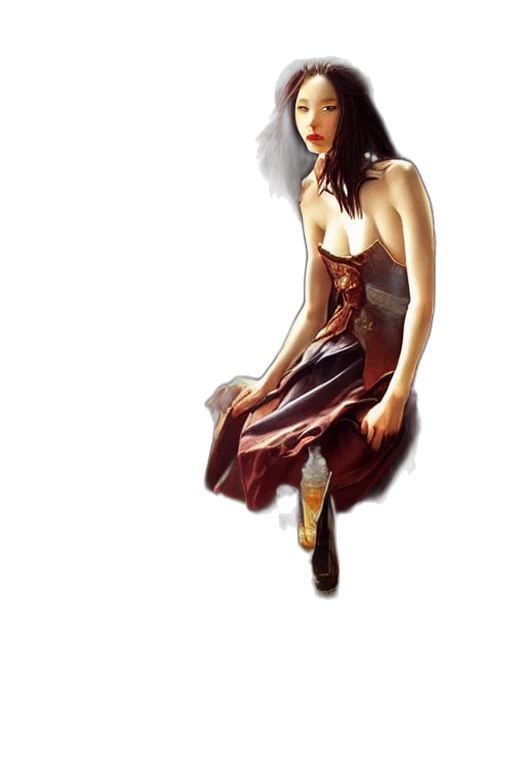 dress, jewelry, staff, concept art transparent PNG cut-out