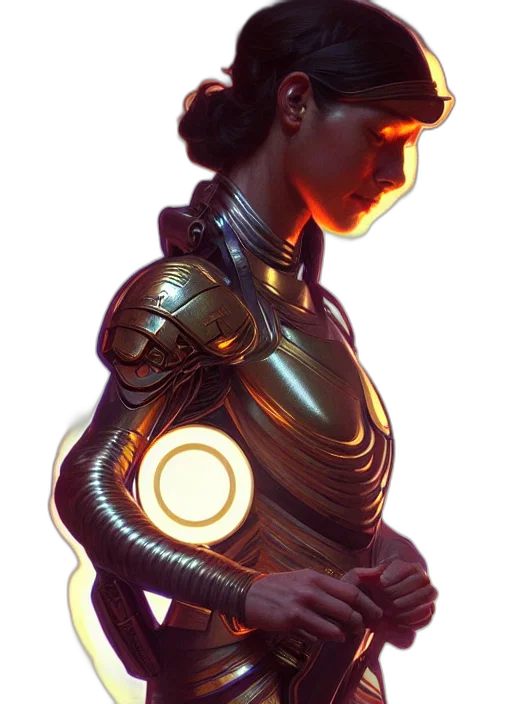 robot, staff, dress, sword transparent PNG cut-out
