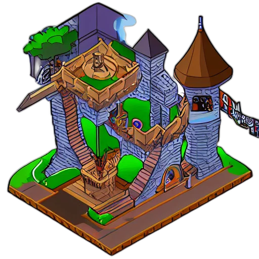building, dragon, crown, pixel art transparent PNG cut-out
